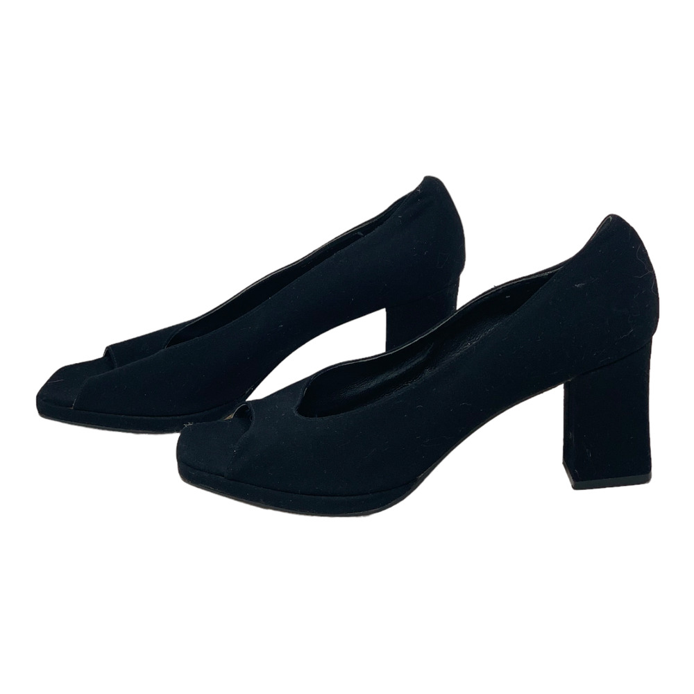 Saks Fifth Avenue black peep toes heel shoes size 10M